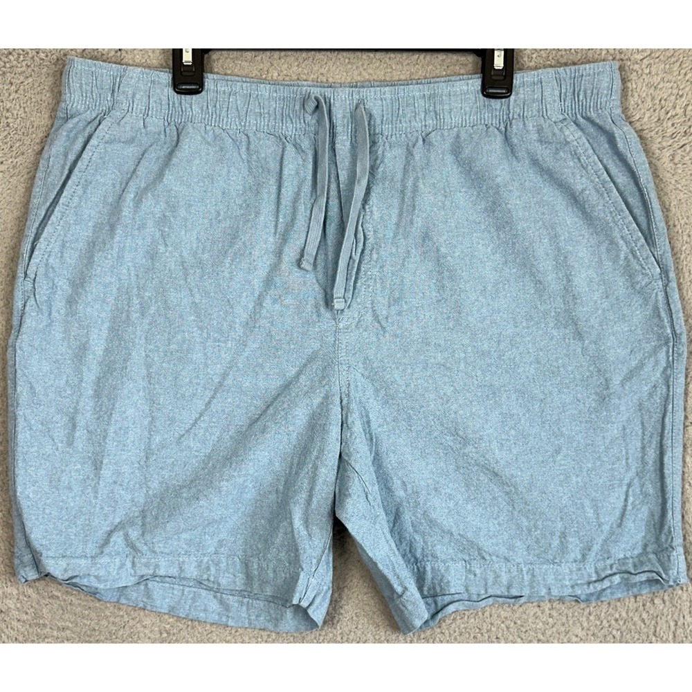 Old Navy Linen Blend Jogger Shorts Mens XL Blue Pull On Stretch Waist Casual EUC
